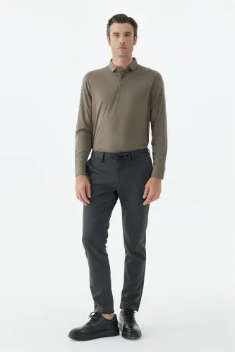 Antrasit Comfort Fit Bel Lastiği Yan Cepli Jogger Pantolon 