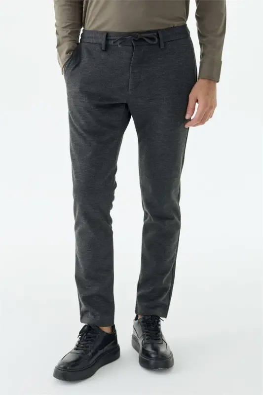 Antrasit Comfort Fit Bel Lastiği Yan Cepli Jogger Pantolon - 2