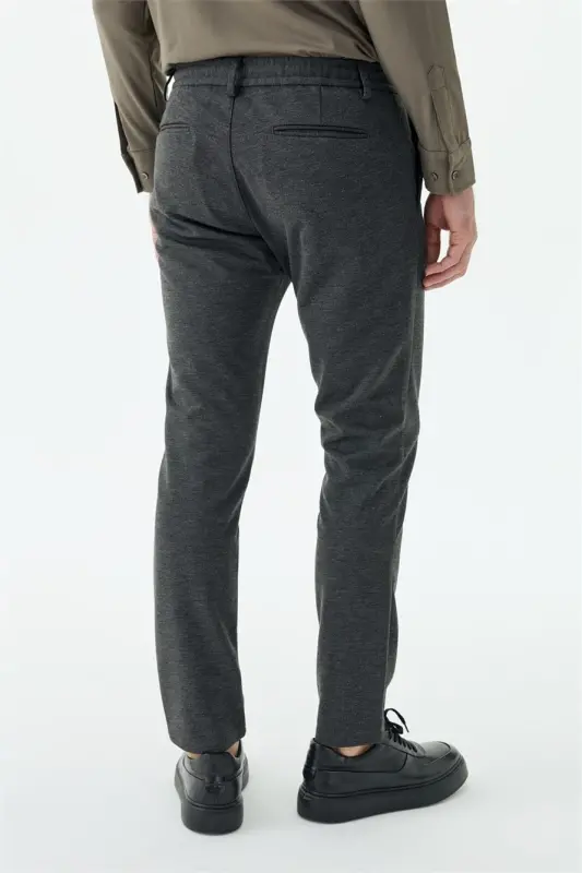 Antrasit Comfort Fit Bel Lastiği Yan Cepli Jogger Pantolon - 4