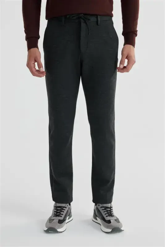 Antrasit Comfort Fit Beli Lastikli Yan Cep Jogger Pantolon - 2