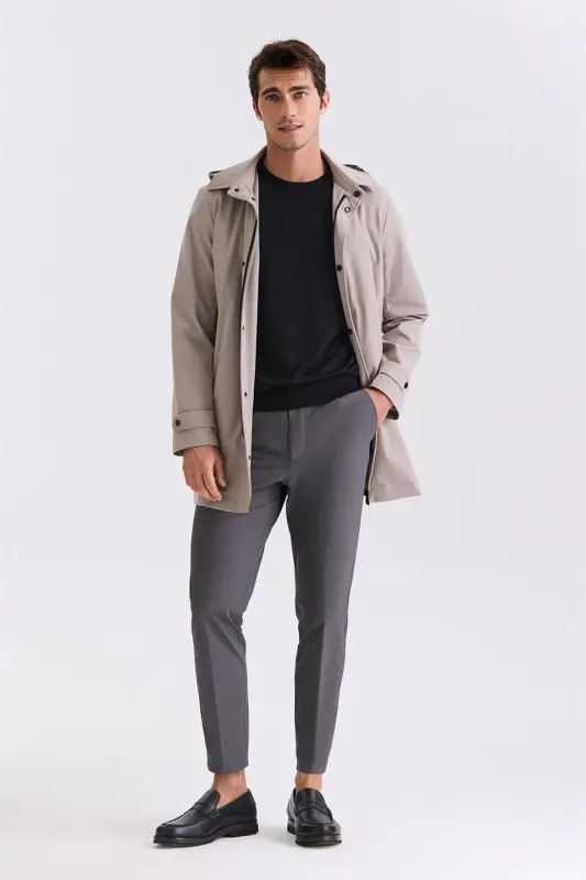 Antrasit Comfort Fit Beli Lastikli Spor Jogger Pantolon - 2