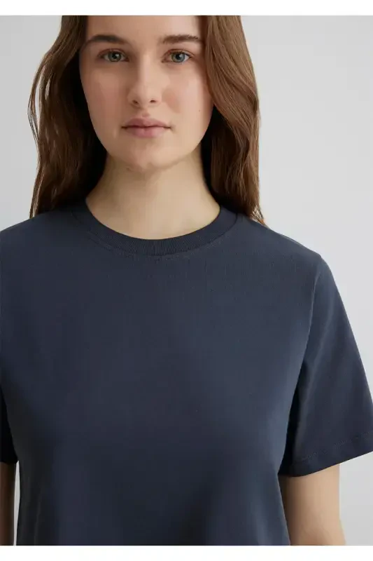 Antrasit Crop Basic Tişört Crop / Kısa Kesim 1613072-70763-Antrasit - 7