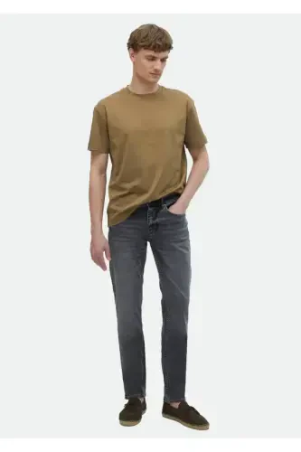 Antrasit Düz Slim Fit Denim Pamuk Karışımlı Pantolon - 1