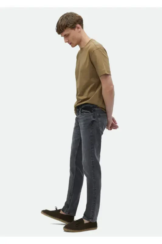 Antrasit Düz Slim Fit Denim Pamuk Karışımlı Pantolon - 2