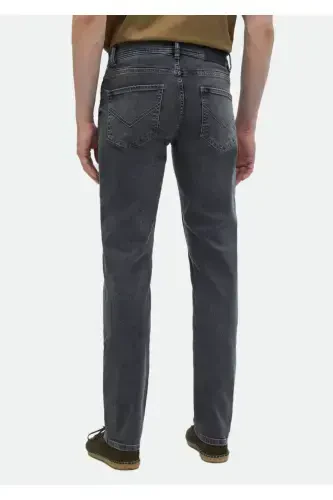 Antrasit Düz Slim Fit Denim Pamuk Karışımlı Pantolon - 5