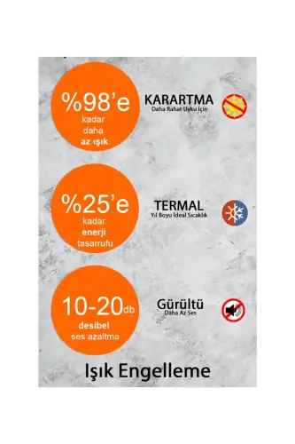 Antrasit Gri Termal Işık Geçirmez Blackout Karartma Güneşlik Perde (EN X BOY)-Antrasit Gri - 7