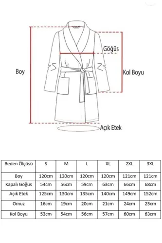 Antrasit Kadın/Erkek Unısex Şalyaka Ev, Otel, Spa, Banyo Bornoz Tek Parça-Antrasit - 7