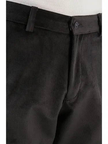 Antrasit Normal Bel Regular Fit Düz Paça Kadife Erkek Pantolon 645MERLIN-Antrasit - 3