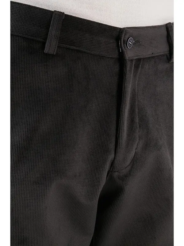 Antrasit Normal Bel Regular Fit Düz Paça Kadife Erkek Pantolon 645MERLIN-Antrasit - 3