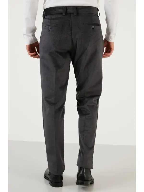 Antrasit Normal Bel Regular Fit Düz Paça Kadife Erkek Pantolon 645MERLIN-Antrasit - 4