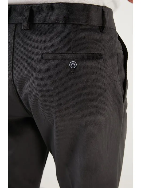 Antrasit Normal Bel Regular Fit Düz Paça Kadife Erkek Pantolon 645MERLIN-Antrasit - 5