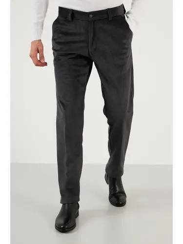 Antrasit Normal Bel Regular Fit Düz Paça Kadife Erkek Pantolon 645MERLIN-Antrasit - 6