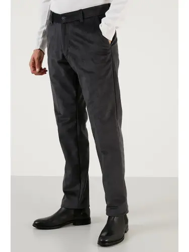 Antrasit Normal Bel Regular Fit Düz Paça Kadife Erkek Pantolon 645MERLIN-Antrasit - 7