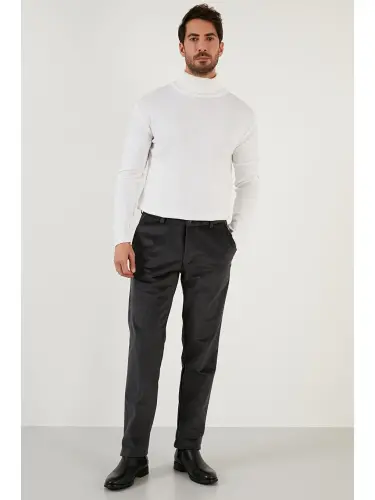 Antrasit Normal Bel Regular Fit Düz Paça Kadife Erkek Pantolon 645MERLIN-Antrasit 