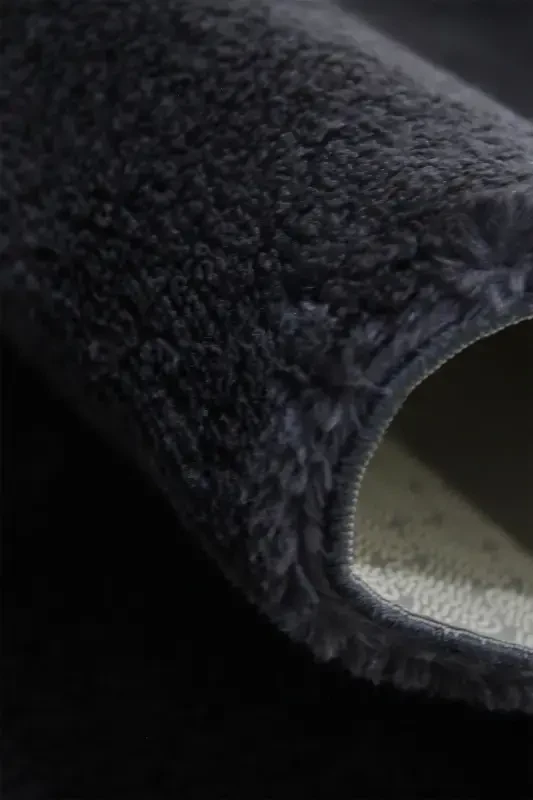 Antrasit Oval Post Peluş Yumuşak Yıkanabilir Kaymaz Dot Taban Antibakteriyel Salon Koridor Halısı-Antrasit - 4