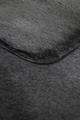 Antrasit Oval Post Peluş Yumuşak Yıkanabilir Kaymaz Dot Taban Antibakteriyel Salon Koridor Halısı-Antrasit - 5