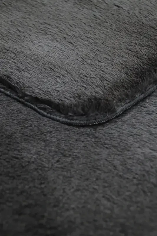 Antrasit Oval Post Peluş Yumuşak Yıkanabilir Kaymaz Dot Taban Antibakteriyel Salon Koridor Halısı-Antrasit - 5