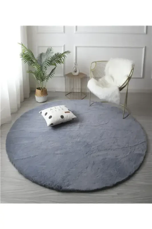 Antrasit Post Dokuma Halı Peluş Tavşan Tüyü Hissi Antibakteriyel-ANTRASİT - ALGORAND HOME