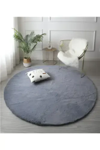 Antrasit Post Dokuma Halı Peluş Tavşan Tüyü Hissi Antibakteriyel-ANTRASİT - 1