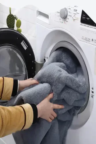 Antrasit Post Dokuma Halı Peluş Tavşan Tüyü Hissi Antibakteriyel-ANTRASİT - 5