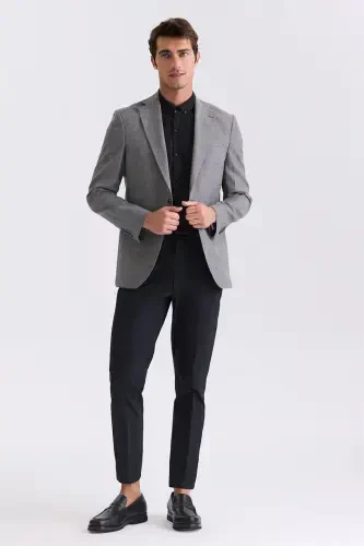 Antrasit rang Slim Fit Mono Yoqali zig‘ir sport ko‘ylagi - Modazone (1)