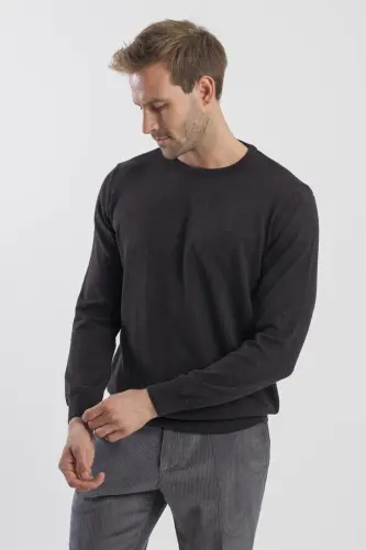 Antrasit rangdagi Slim Fit Baykali yoqali triko kozok - 4