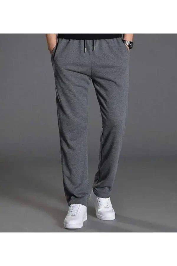 Antrasit rangli erkaklar uchun keng kesilgan tekis oyoqli shim - 1