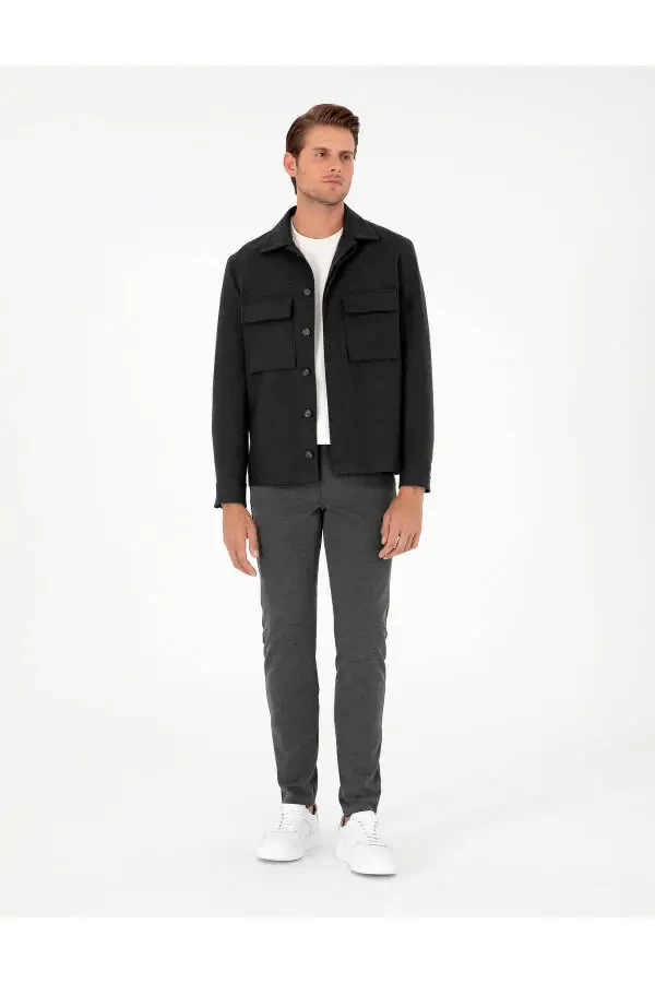 Antrasit rangli Slim Fit kanvas shimlar - 1