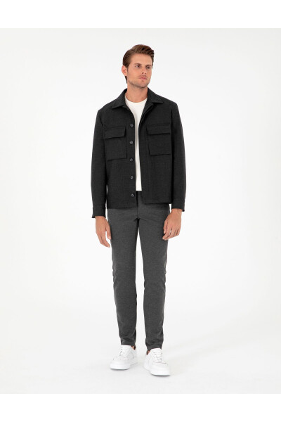 Antrasit rangli Slim Fit kanvas shimlar - PIERRE CARDIN
