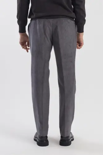 Antrasit Regular Fit %100 Pamuk Kadife Pantolon - 4