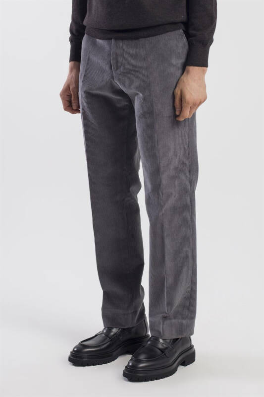 Antrasit Regular Fit %100 Pamuk Kadife Pantolon - 3