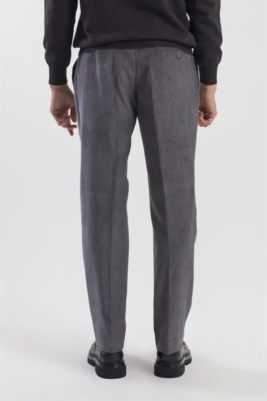 Antrasit Regular Fit %100 Paxta Baxmal Şim - 4