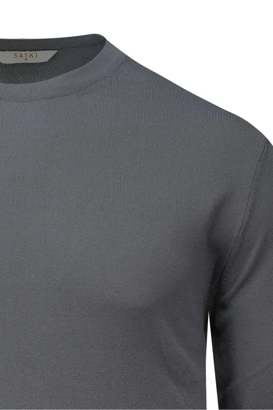 Antrasit Regular Fit Bisiklet Yaka Rayon Kazak-Antrasit - 2