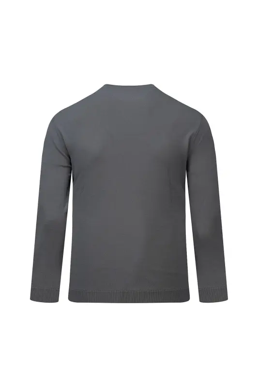 Antrasit Regular Fit Bisiklet Yaka Rayon Kazak-Antrasit - 3