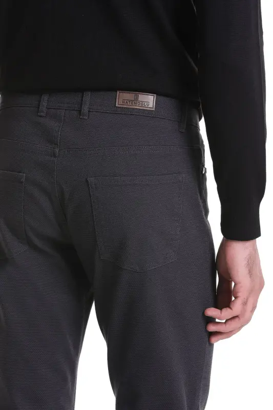 Antrasit Regular Fit Düz 5 Cep Pamuklu Kot Pantolon - Antrasit - 5