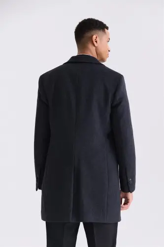 Antrasit Regular Fit Mono Yoqali Jun Palto - 4