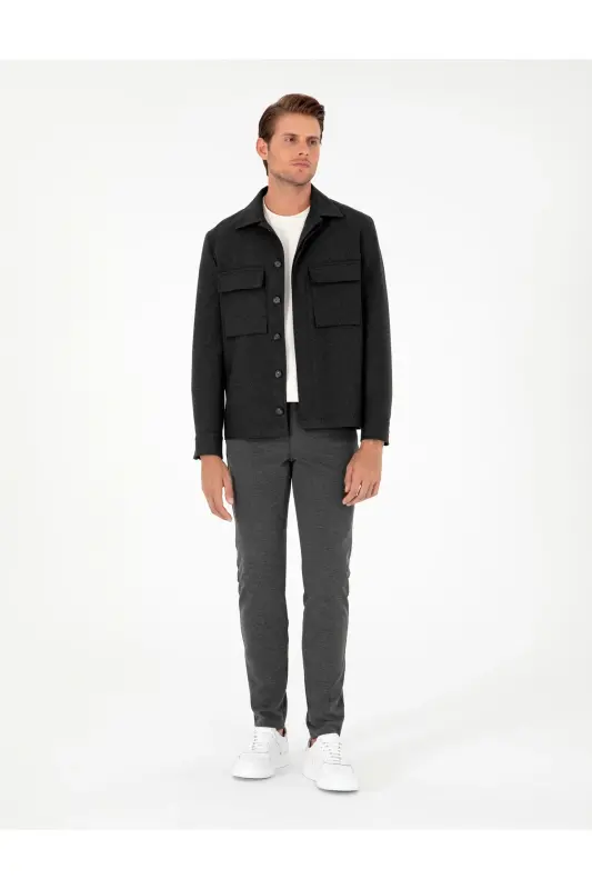 Antrasit Slim Fit Kanvas Pantolon 50295933-VR006 - Antrasit - 1