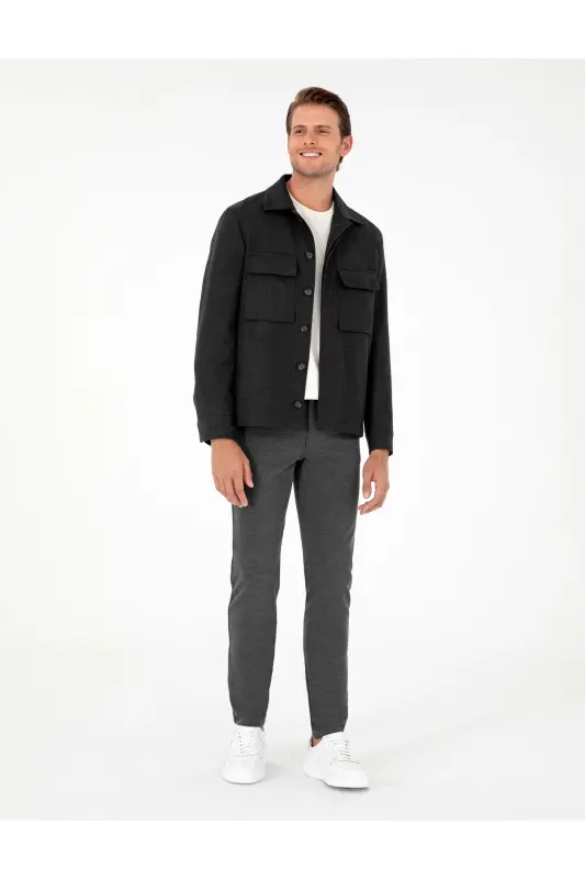 Antrasit Slim Fit Kanvas Pantolon 50295933-VR006 - Antrasit - 3