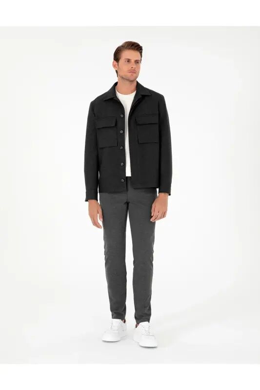 Antrasit Slim Fit Kanvas Pantolon 50295933-VR006 - Antrasit - Pierre Cardin