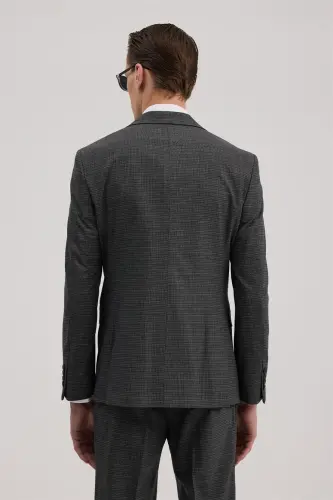 Antrasit Slim Fit Kırlangıç Yaka Yelekli Kombinli Takım Elbise - 4