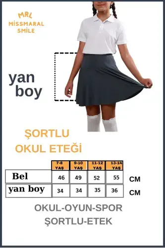 Şortlu Etek Antrasit Yüksek Bel Havuz-deniz Spor Ve Günlük Kullanım Skirt With Shorts 4101-ANTRASİT - 3