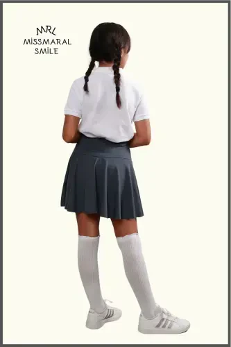 Şortlu Etek Antrasit Yüksek Bel Havuz-deniz Spor Ve Günlük Kullanım Skirt With Shorts 4101-ANTRASİT - 5