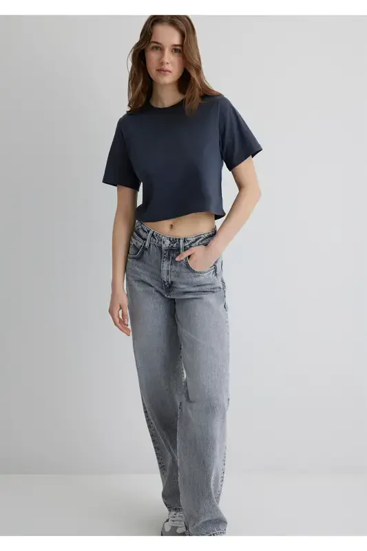 Antratsit Crop Basic Futbolka Crop / Qisqa Kesim 16130 - 3