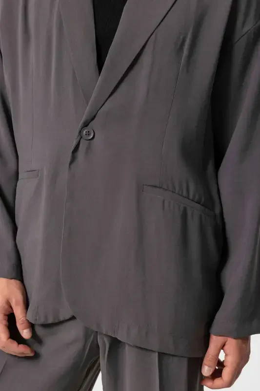 Antratsit Oversize Astarsiz Erkak Blazer Kurtka-Antratsit - ANTIOCH