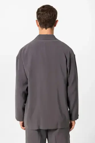 Antratsit Oversize Astarsiz Erkak Blazer Kurtka-Antratsit - 2