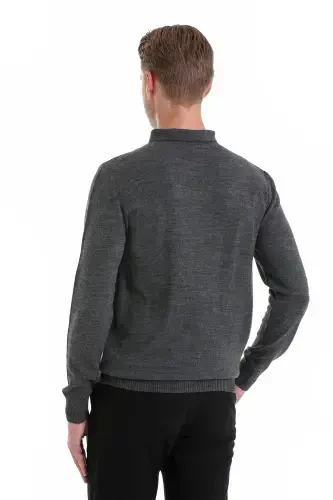 Antratsit Regular Fit Düz Polo Yoqali Triko Ko'ylak - Antratsit - 3