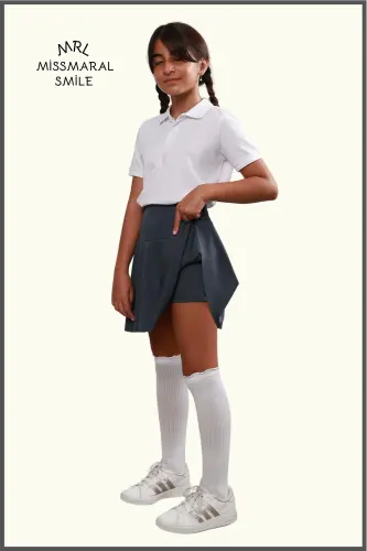 Antratsit Shortli Etek Yuqori Bel Hovuz-dengiz Sport Va Kundalik Foydalanish Skirt With Shorts 4101-ANTRASIT - 4