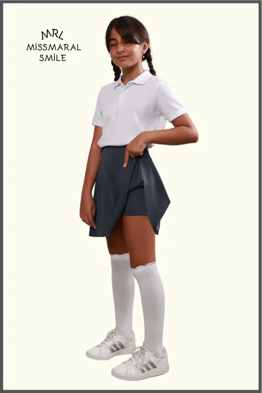 Antratsit Shortli Etek Yuqori Bel Hovuz-dengiz Sport Va Kundalik Foydalanish Skirt With Shorts 4101-ANTRASIT - 4