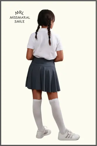 Antratsit Shortli Etek Yuqori Bel Hovuz-dengiz Sport Va Kundalik Foydalanish Skirt With Shorts 4101-ANTRASIT - 5