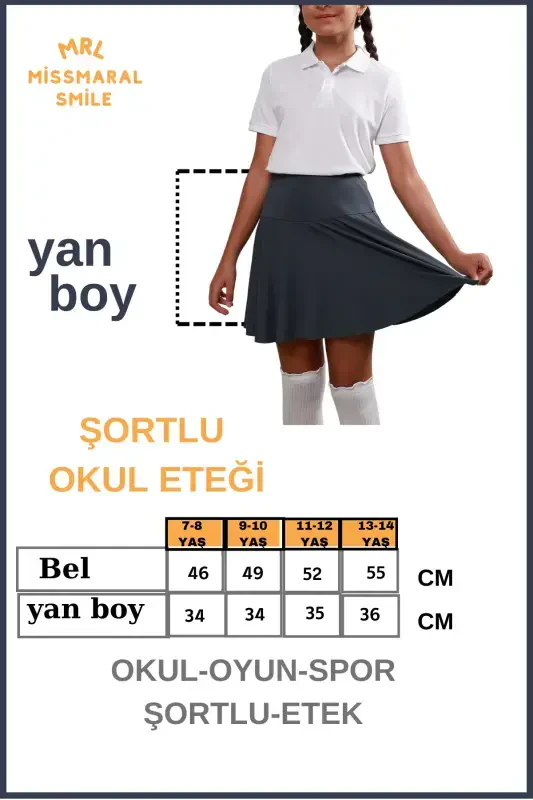 Antratsit Shortli Etek Yuqori Bel Hovuz-dengiz Sport Va Kundalik Foydalanish Skirt With Shorts 4101-ANTRASIT - 3